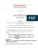 Final Exam Guide: FM 301 Portfolio Analysis & Investments