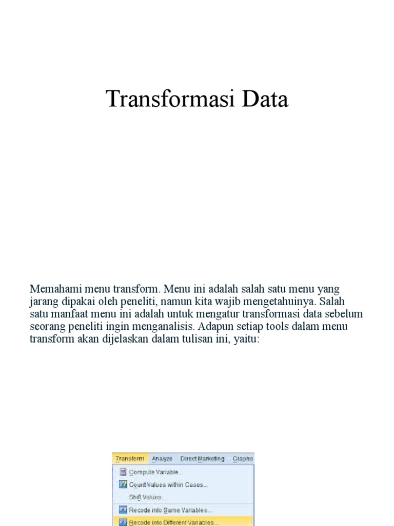 Jenis dan Cara Transformasi Data | PDF