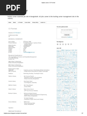 bdjobs career_ CV Format
