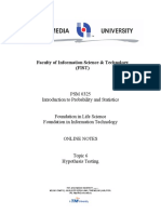 Faculty of Information Science & Technology (FIST) : PSM 0325 Introduction To Probability and Statistics