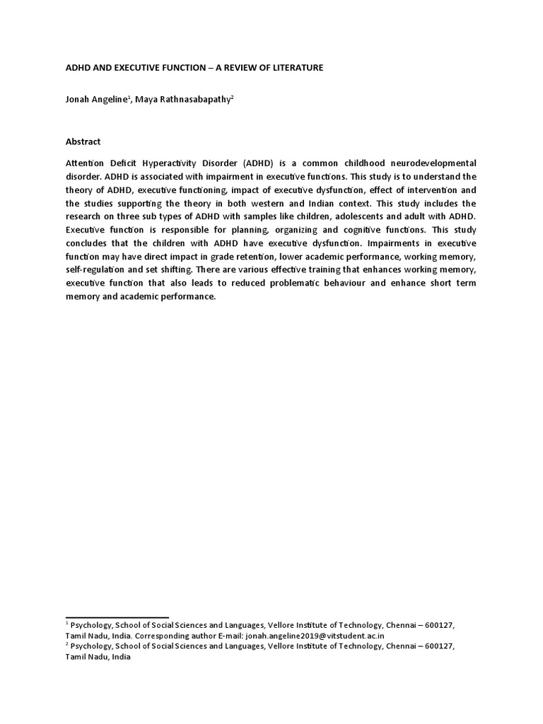 ADHD AND EXECUTIVE FUNCTION - Abstract | PDF