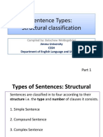 Sentence Types: Structural Classification: Compiled By: Belachew Weldegebriel
