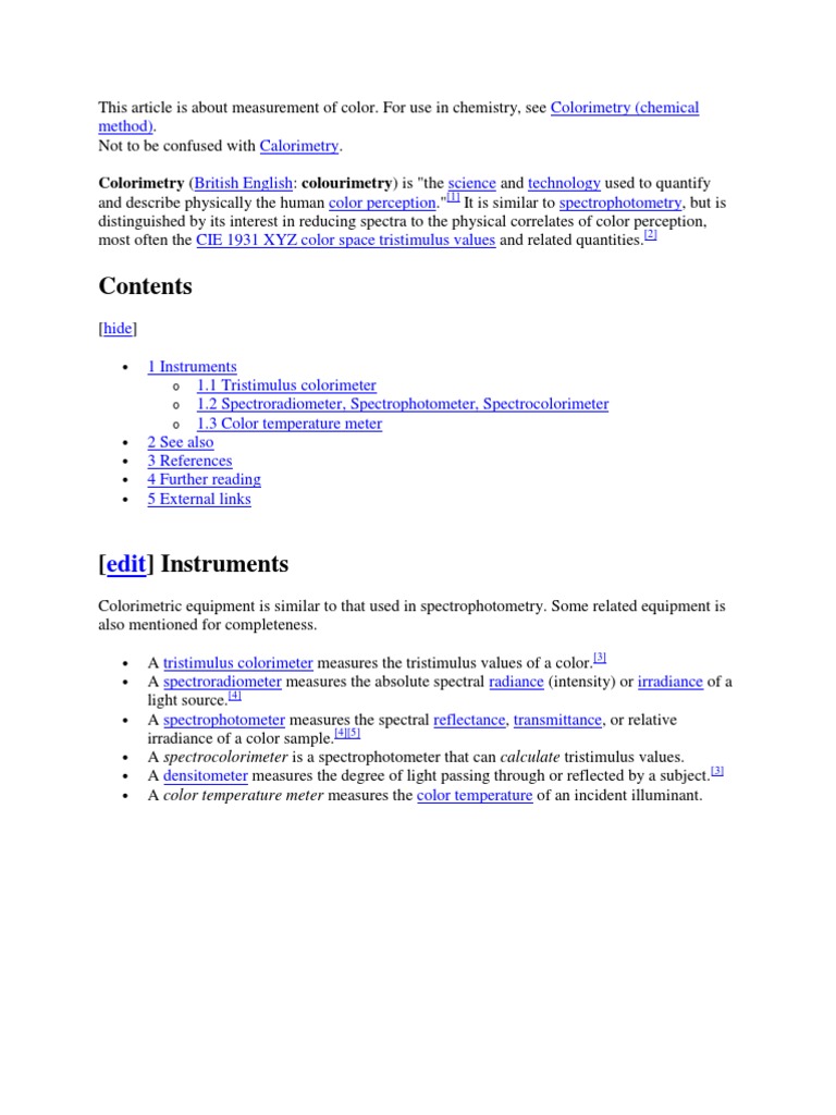 Colorimetry PDF Physical Chemistry