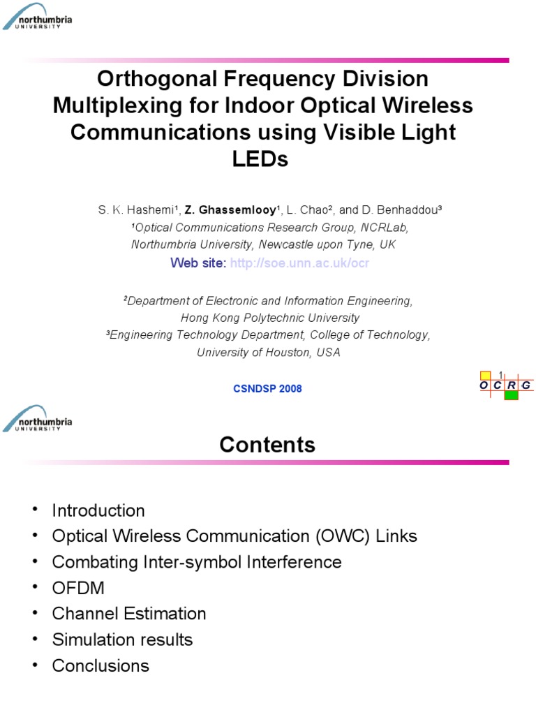 Orthogonal Frequency Division Multiplexing For Indoor Optical Wireless