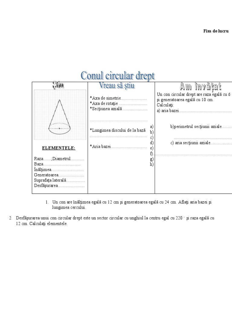 Conul Circular Drept Fisa de Lucru | PDF