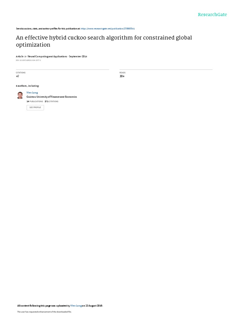 Hybrid Cuckoo Search for Optimization | PDF | Mathematical Optimization ...