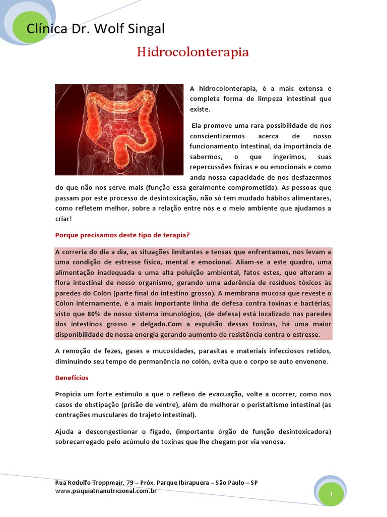Hidrocolonterapia - Dr. Wolf Singal | PDF | Prisão de ventre | Estresse ...