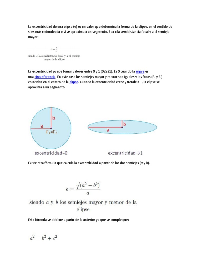 Excentricidad y semiejes de la elipse | PDF