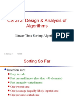 CS 373: Design & Analysis of Algorithms: Linear-Time Sorting Algorithms
