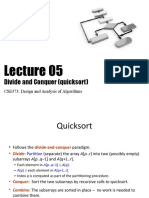 Quicksort Lecture 05 Divide and Conquer