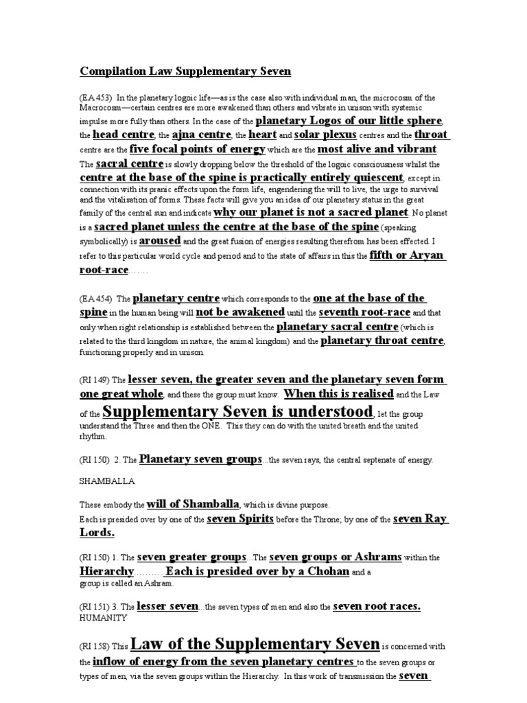 Understanding the Law of the Supplementary Seven | PDF