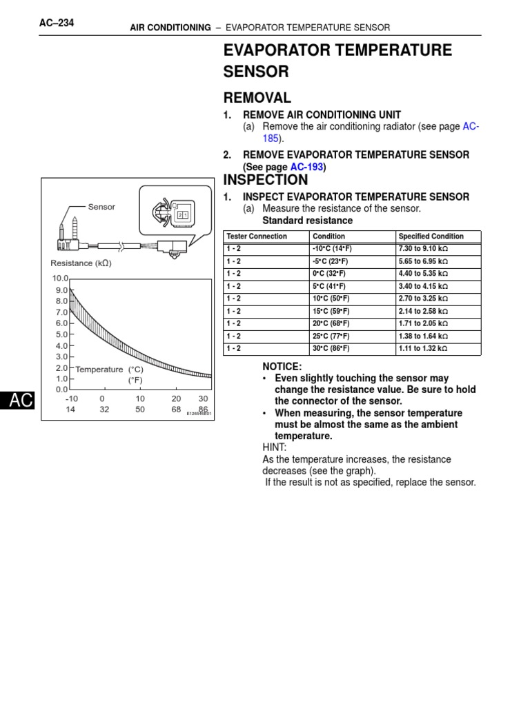 Evaporator Temperature Sensor Guide | PDF | Thermometer | Air Conditioning