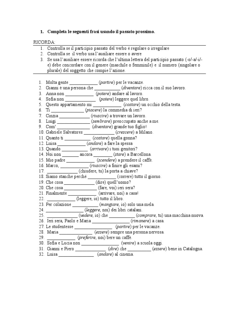 17 INDICATIVO Passato Prossimo 2 PDF