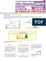 Ejercicios de Ángulos Verticales para Quinto Grado de Secundaria