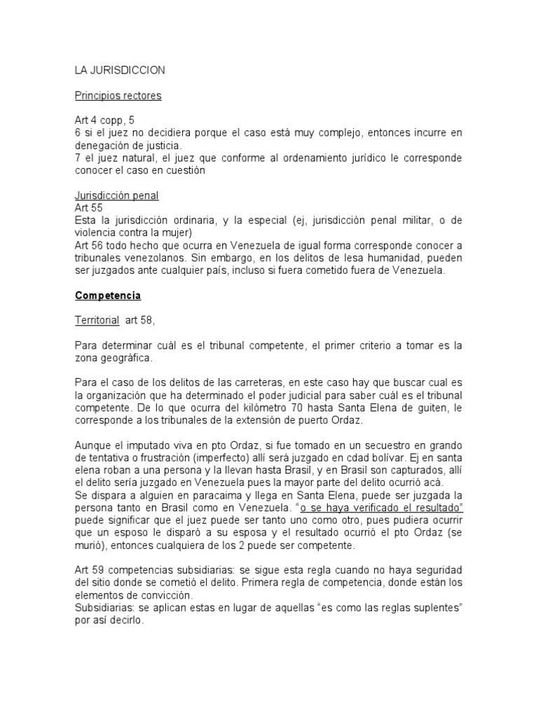 LA JURISDICCION TEMA 6 Derecho Procesal Penal Venezolano | PDF ...