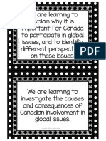 We Are Learning To Explain Why It Is Important For Canada To Participate in Global Issues, and To Identify Different Perspectives On These Issues