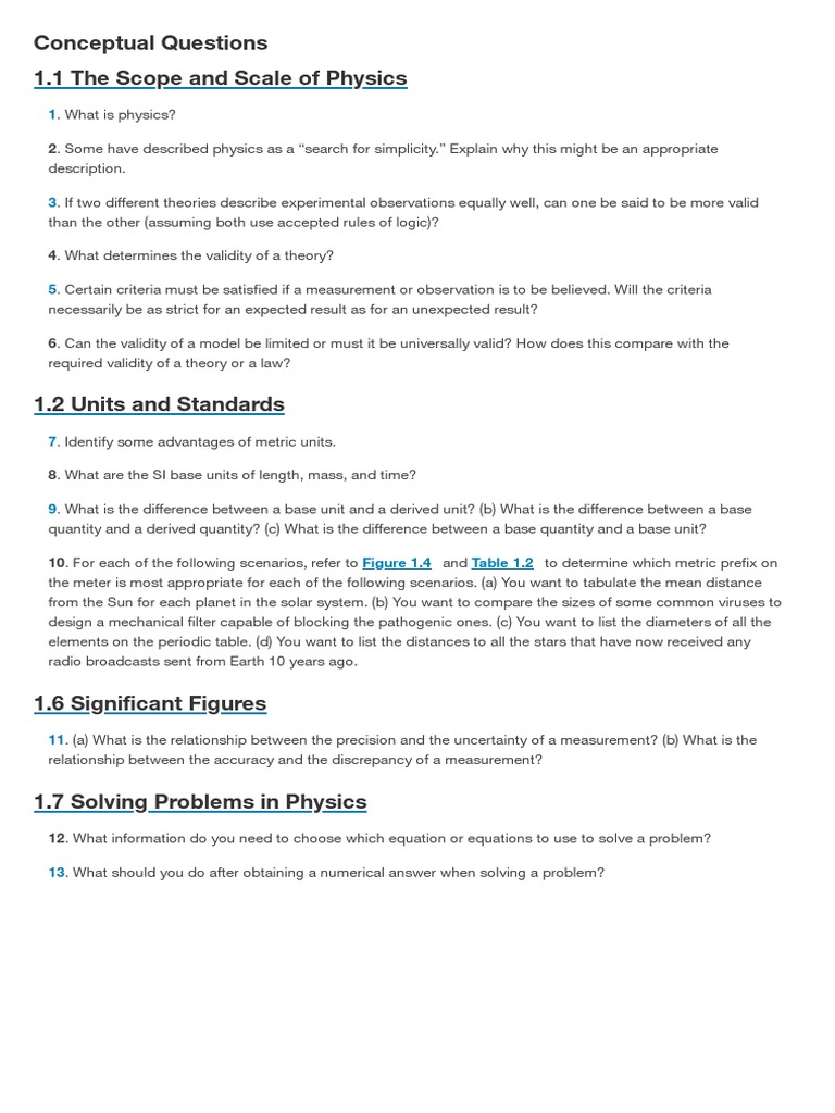 Ch. 1 Conceptual Questions - University Physics Volume 1 - OpenStax | PDF