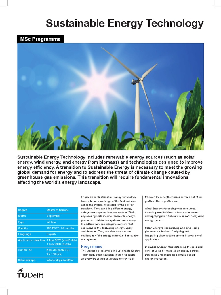 Master's in Sustainable Energy Tech | PDF | Sustainable Energy | Wind Power