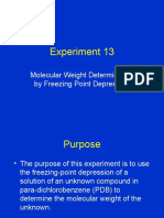 Experiment 13: Molecular Weight Determination by Freezing Point Depression