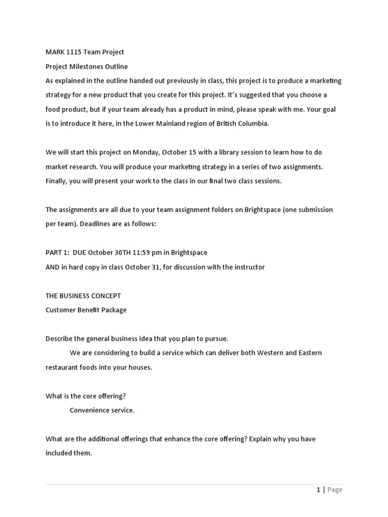 MARK 1115 Marketing Plan Assignments-NW Fall 2018 | PDF | Retail | Brand