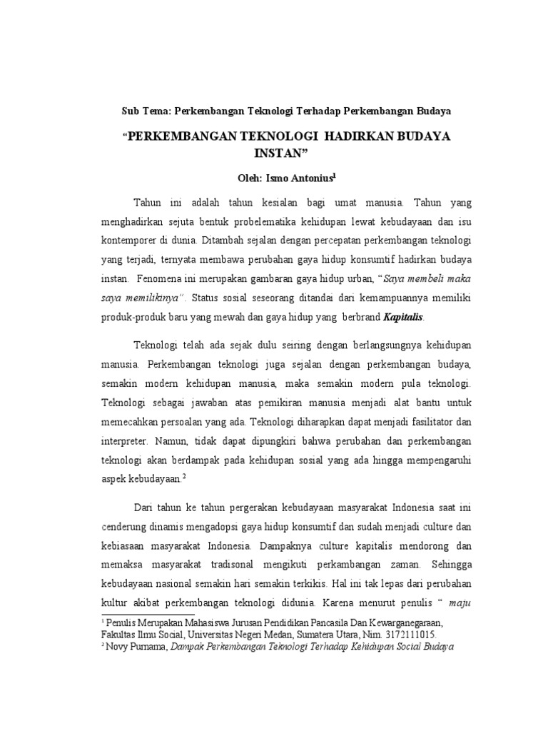 Ismo Antonius - PPKN Universitas Negeri Medan - Perkembangan Teknologi ...