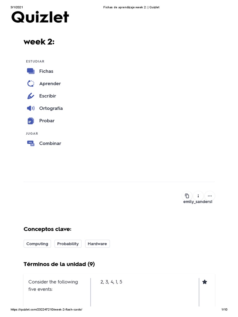 Fichas de Aprendizaje Week 2 - Quizlet | PDF | Espionage Techniques ...