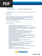 Canjea códigos para Cinepolis VIP | PDF