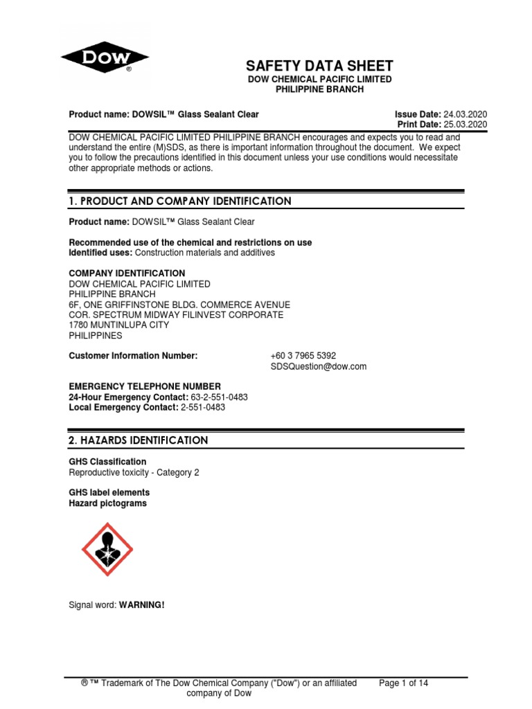 Dow Corning(r) 732 Multipurpose Sealant Black Sds skt.zst.tarnow.pl