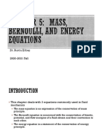Fluid Mechanics Equations for Mass, Energy and Momentum Conservation