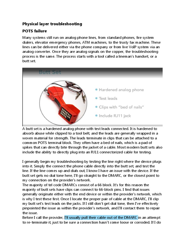 Analog & Network Troubleshooting Guide | PDF | Port (Computer ...