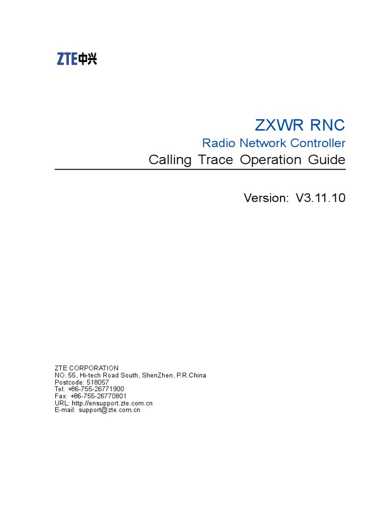 PDF ZXWR RNC v31110 Radio Network Controller Calling Trace Operation ...