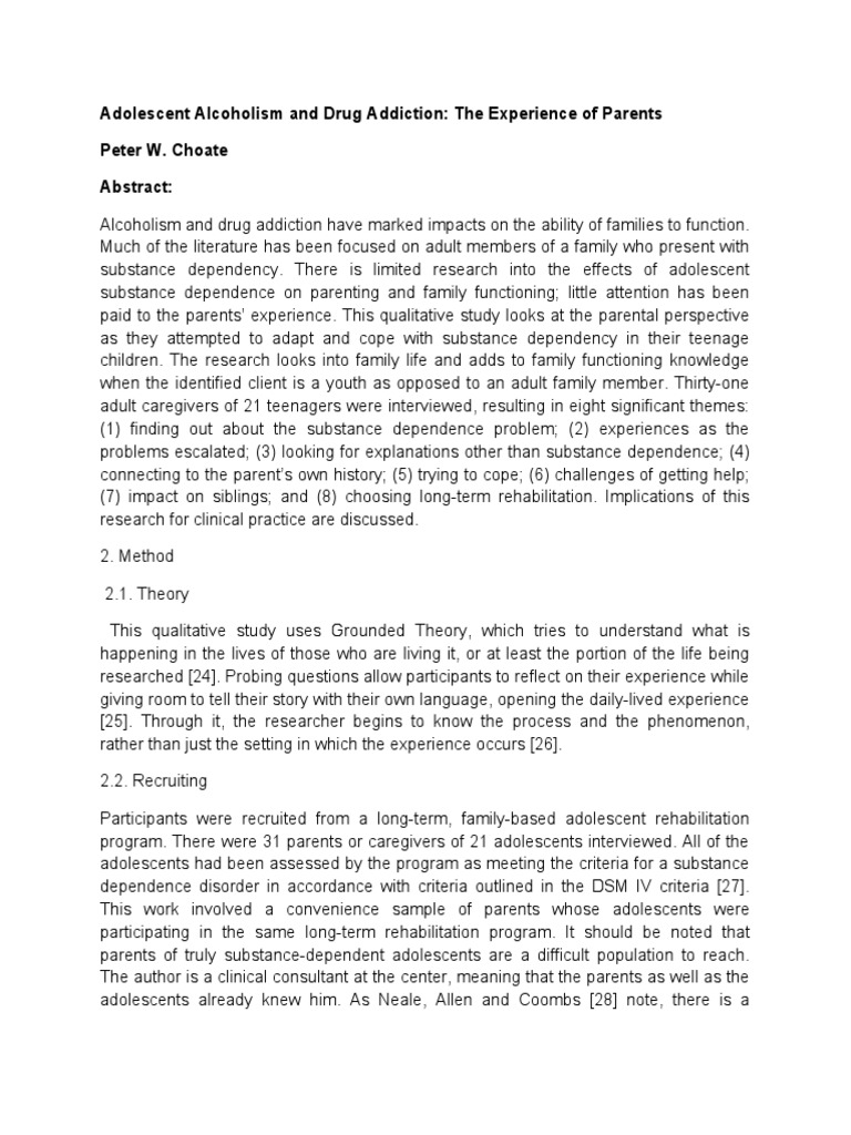 Parents' Perspectives on Adolescent Addiction | PDF | Adolescence ...