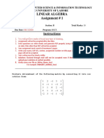 Linear Algebra Assignment # 1: Instructions