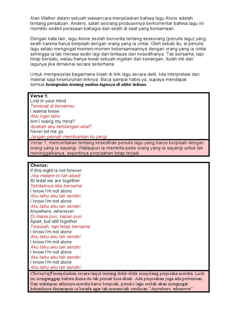 Alan Walker Dalam Sebuah Wawancara Menjelaskan Bahwa Lagu Alone Adalah Tentang Persatuan