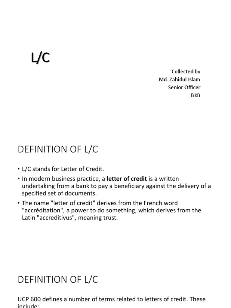 LC Letter of Credit | PDF | Letter Of Credit | Financial Services