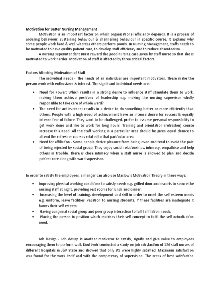 Motivating Effective Nursing Teams | PDF | Motivational | Motivation