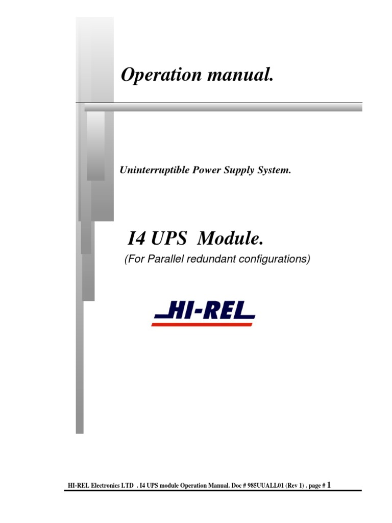 I4 UPS Module Operation Manual | PDF | Power Inverter | Rectifier