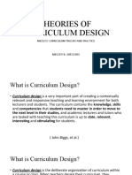 Theories of Curriculum Design: Med201 Curriculum Theory and Practice