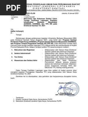 Surat Rekrutmen Tfl Ibm Dit Sanitasi Ta 2021 Pdf