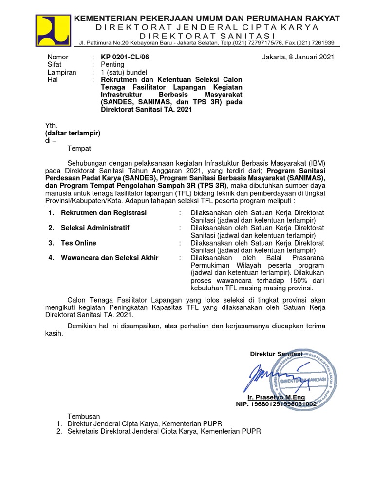 Surat Rekrutmen Tfl Ibm Dit Sanitasi Ta 2021 Pdf