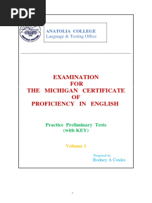 ECPE - Practice Preliminary Tests With KEY - Volume 1 by Coules Rodney A.