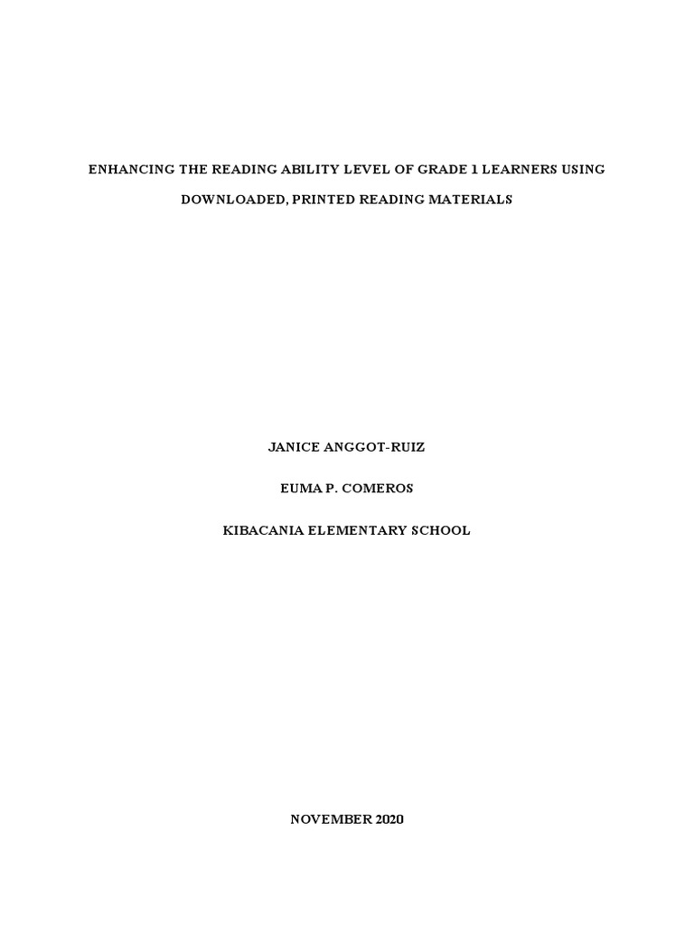 Enhancing Grade 1 Reading Skills | PDF | Reading Comprehension | Teachers