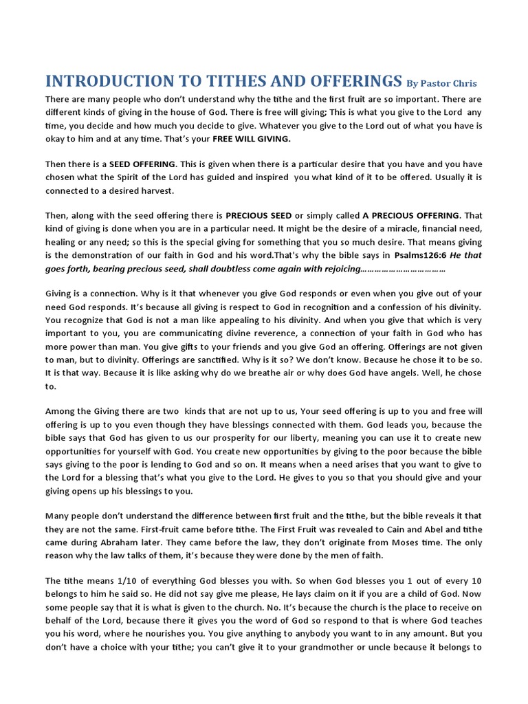 Introduction To Tithes and Offerings-2 | PDF | Tithe | Blessing