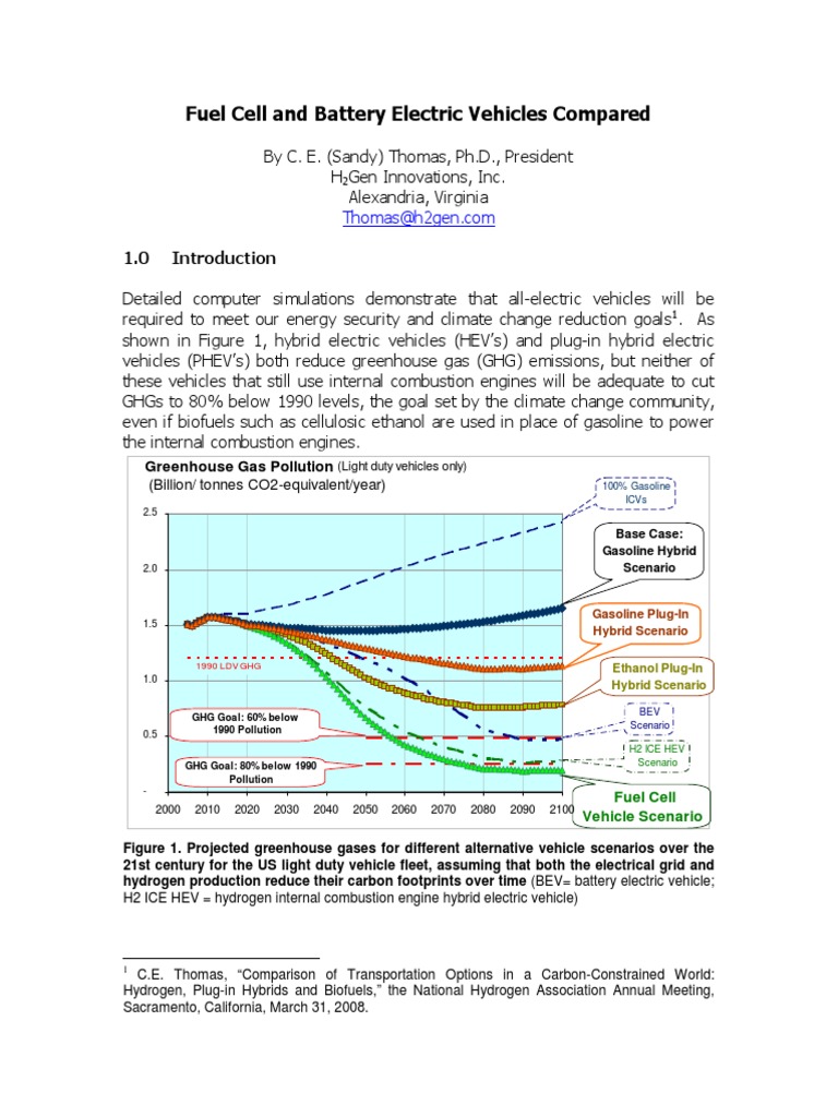 Fuel Cell EVs vs. Battery EVs A Comparison PDF Electric Vehicle