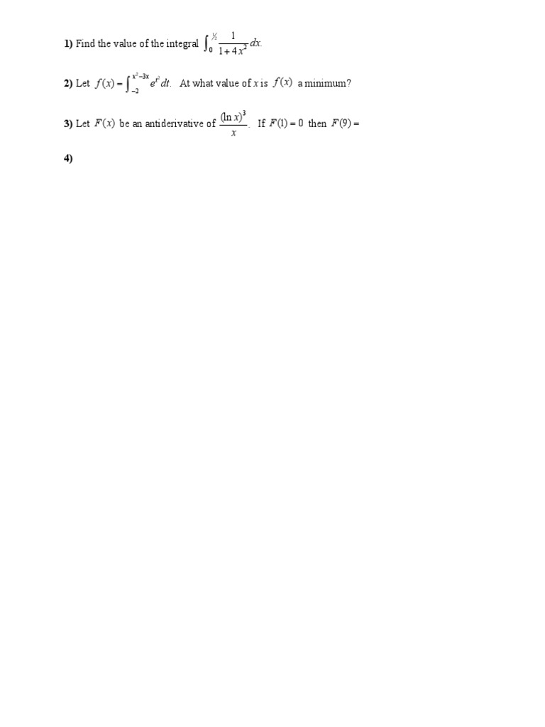 Calculus Integration and Optimization Problems | PDF | Mathematical ...