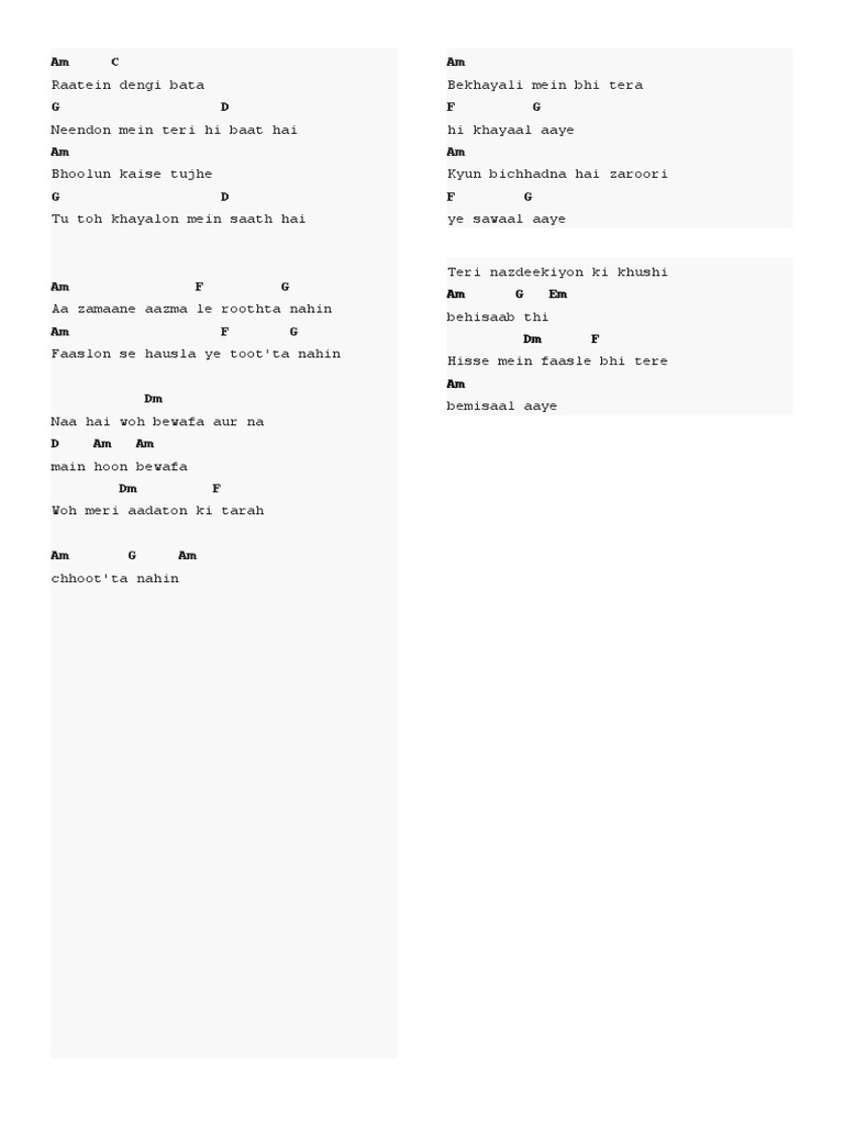 Bekhayali - Guitar Chords | PDF, image size:768x1024