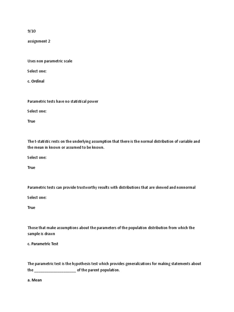 Understanding Parametric and Non-Parametric Tests | PDF | Mean | Statistics
