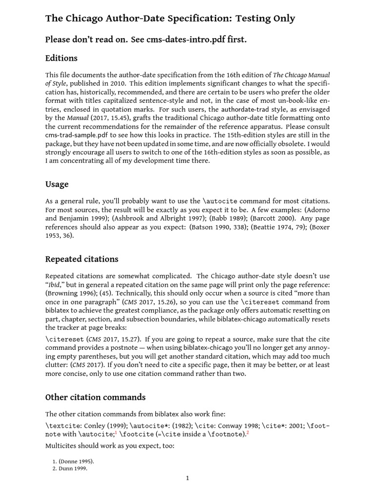 Chicago Author-Date Citation Guide | PDF | Citation