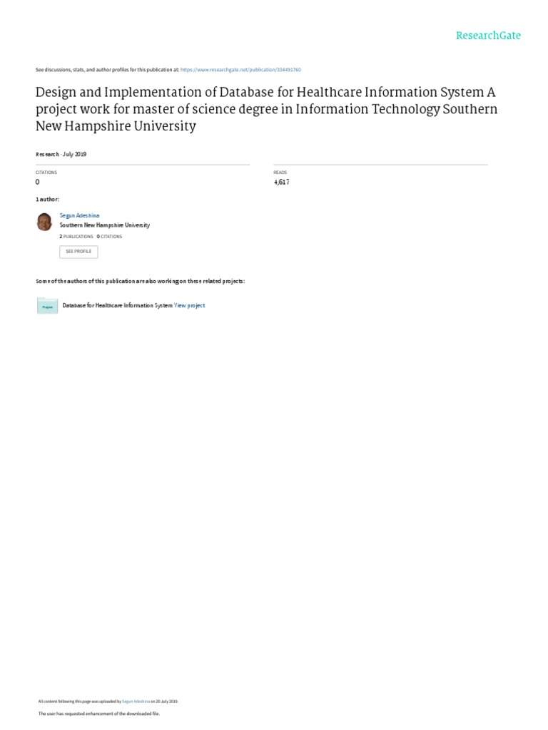 Database Design for Healthcare System | PDF | Microsoft Sql Server ...