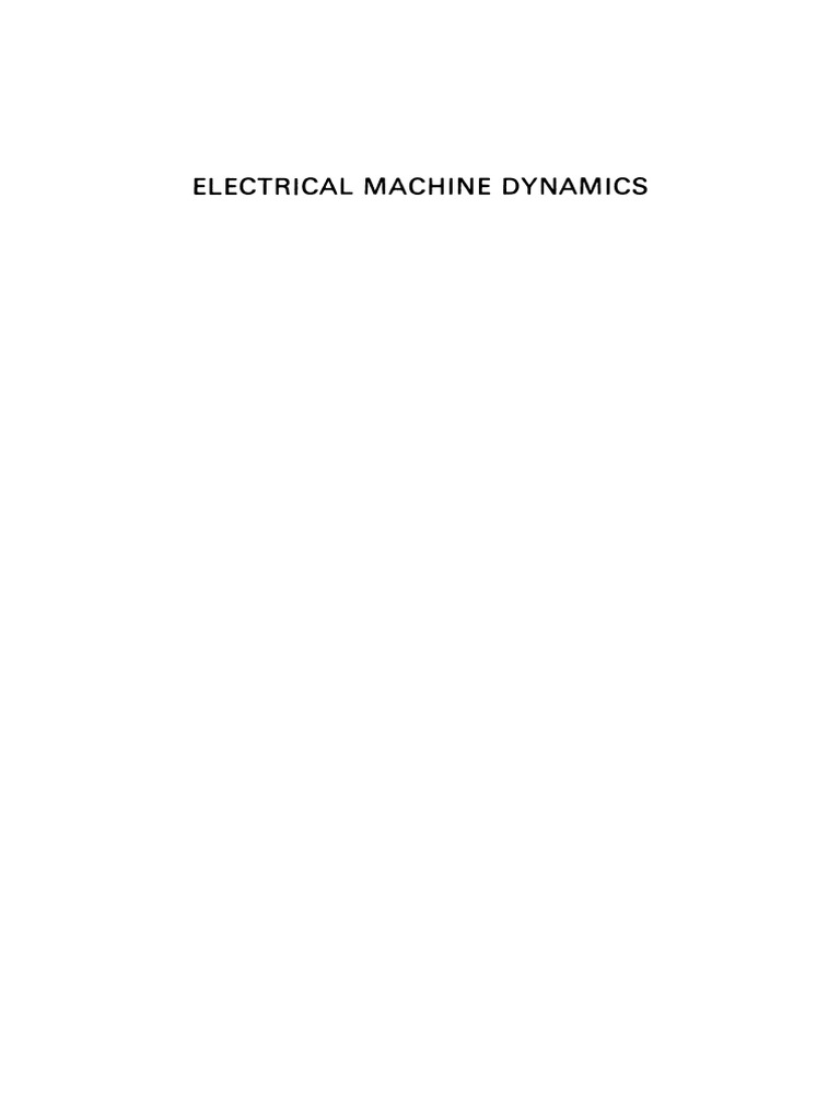 Electrical Machine Dynamics | PDF | Electric Motor | Electromagnetic ...